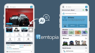 The Itemtopia app now adds an AI icon to every item you own, allowing you to ask questions about anything with a single tap. Ask about value, how-tos, troubleshooting, or available accessories. You can even save the answers so they’re linked directly to that item, ready to view again — even when you’re offline. Anyone you’ve shared your account with can also view this helpful information within the item’s notes. (CNW Group/Itemtopia Inc.)